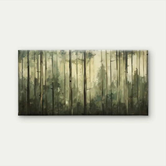 Misty Forest Trees Landscape Wall Art Canvas Office Home Room Framed 80x45cm