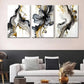 3pcs Modern Marble Fluid Black and Golden Metal Print Ready to Hang Art
