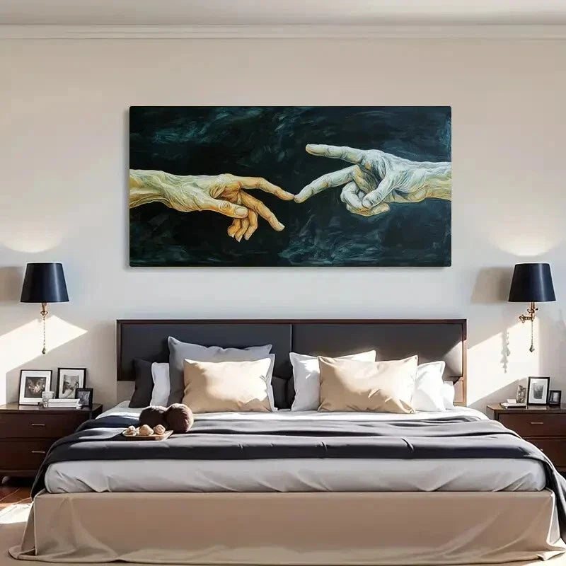 Hands Connecting Deco Gesture Wall Art Canvas Office Home Room Framed 120x60cm