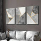 3pcs Grey and Golden Geometric Designs Wall Art Set Canvas Framed 40x60cm - High Quality Print 100% Australian Made Wall Canvas Ready to Hang
