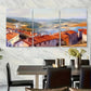 3pcs Golden Hour Village Warm Sunset Scene Metal Print Ready to Hang Art
