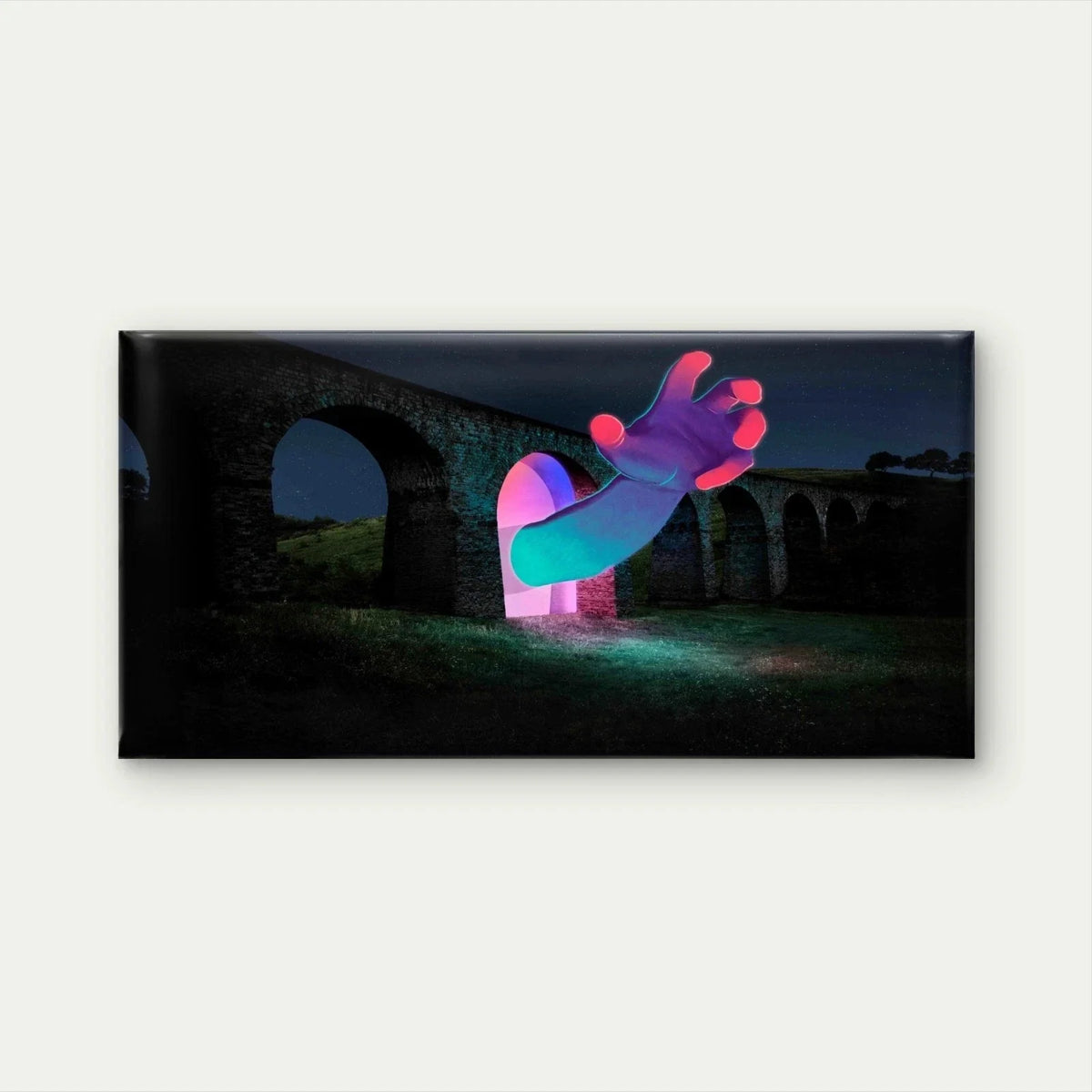Neon-Colored Hand Wall Art Canvas Office Home Room Framed 80x45cm