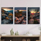 3pcs Switzerland, sunset in Saxon Switzerland Metal Print Ready to Hang Art