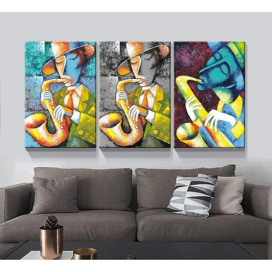 3pcs Featuring Abstract Figures,  Metal Print Ready to Hang Art
