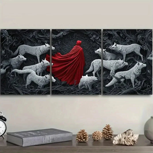 3pcs The Red Lord and the White Wolf Metal Print Ready to Hang Art
