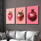3pcs Strawberry, Tomato, Pomegranate Wall Art Set Canvas Framed 40x60cm - High Quality Print 100% Australian Made Wall Canvas Ready to Hang