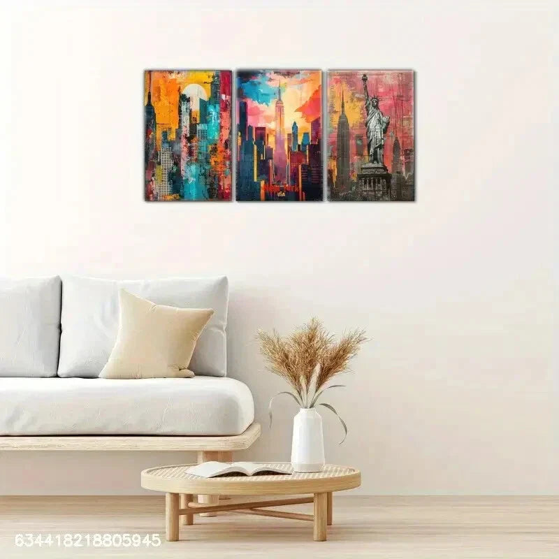 3pcs New York City, New York City Art Poster Metal Print Ready to Hang Art