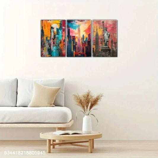 3pcs New York City, New York City Art Poster Metal Print Ready to Hang Art