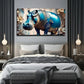 Good-Looking Hippo Wall Art Canvas Office Home Room Framed 120x60cm