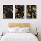 3pcs Golden Tropical Botanical Metal Print Ready to Hang Art