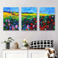 3pcs Vibrant Abstract Floral Landscape Metal Print Ready to Hang Art