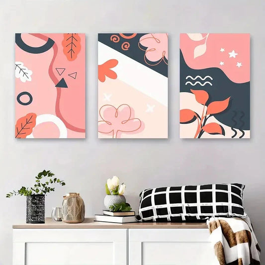 3pcs Colorful Modern Geometric Shapes Metal Print Ready to Hang Art