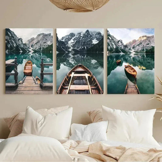 3pcs Flat Set Of Three Nature Landscapes Metal Print Ready to Hang Art