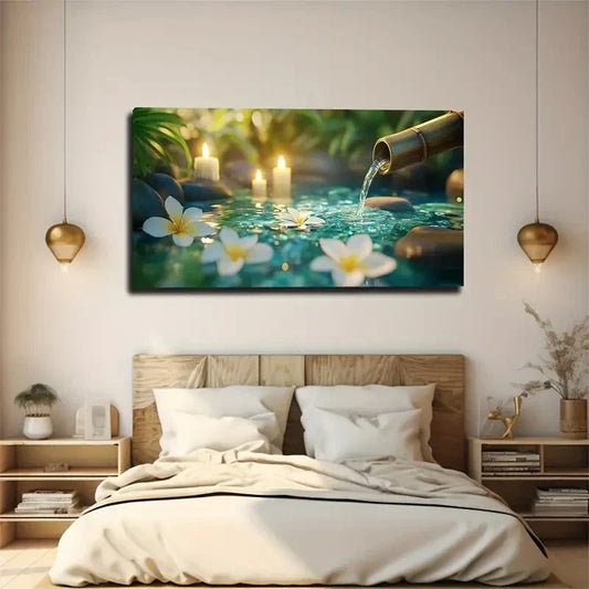 Serene Pastel Green Landscape Wall Art Canvas Office Home Room Framed 120x60cm