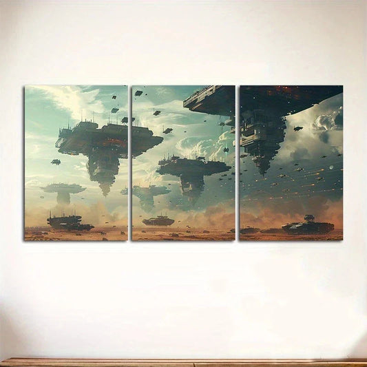 3pcs Abstract Blue Sky Clouds Metal Print Ready to Hang Art
