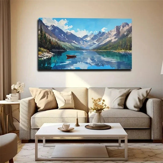 Autumn Lake Landscape Décor Wall Art Canvas Office Home Room Framed 120x60cm