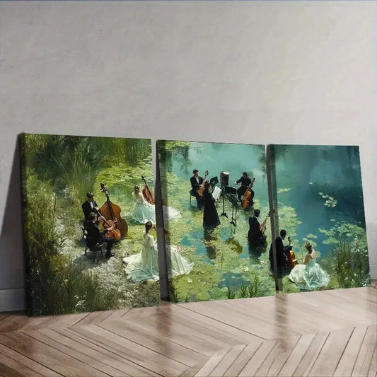 3pcs Concert by the lake (4)  Wall Art Set Canvas Framed 40x60cm - High Quality Print 100% Australian Made Wall Canvas Ready to Hang