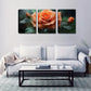 3pcs   A Blooming Orange Rose Wall Art Set Canvas Framed 40x60cm - High Quality Print 100% Australian Made Wall Canvas Ready to Hang