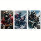 3pcs Gorilla Guitarist Red Black Blue Sky Metal Print Ready to Hang Art