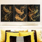 3pcs   The black and gold phoenix  Metal Print Ready to Hang Art
