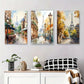 3pcs Paris Eiffel Tower Street Scene Triptych Metal Print Ready to Hang Art
