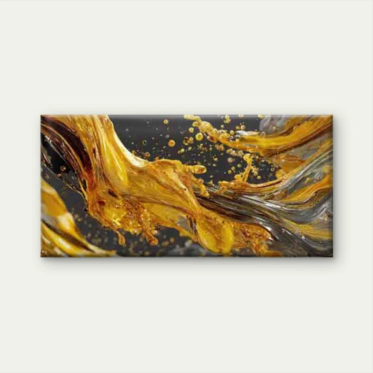 Abstract Golden Black White Wall Art Canvas Office Home Room Framed 80x45cm