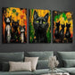 3pcs Vibrant Black Cat  Wall Art Set Canvas Framed 40x60cm - High Quality Print 100% Australian Made Wall Canvas Ready to Hang