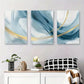 3pcs Abstract Blue and Golden Swirls Metal Print Ready to Hang Art