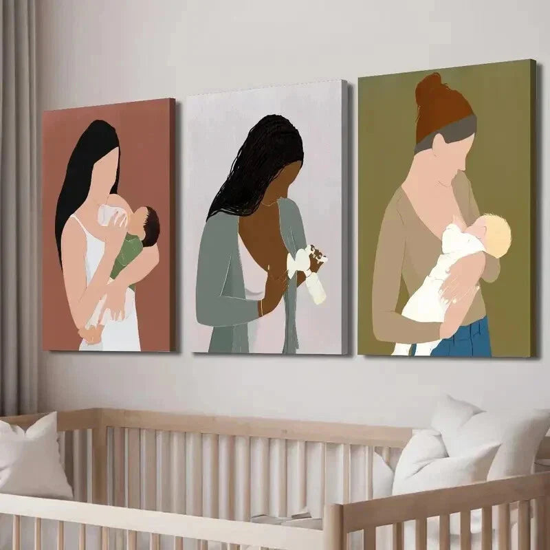 3pcs Breastfeeding & Women's Health Wall Art Set Canvas Framed 40x60cm - High Quality Print 100% Australian Made Wall Canvas Ready to Hang
