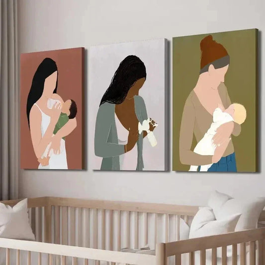 3pcs Breastfeeding & Women's Health Wall Art Set Canvas Framed 40x60cm - High Quality Print 100% Australian Made Wall Canvas Ready to Hang