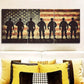 3pcs Soldiers in front of the American flag  Wall Art Set Canvas Framed 40x60cm - High Quality Print 100% Australian Made Wall Canvas Ready to Hang