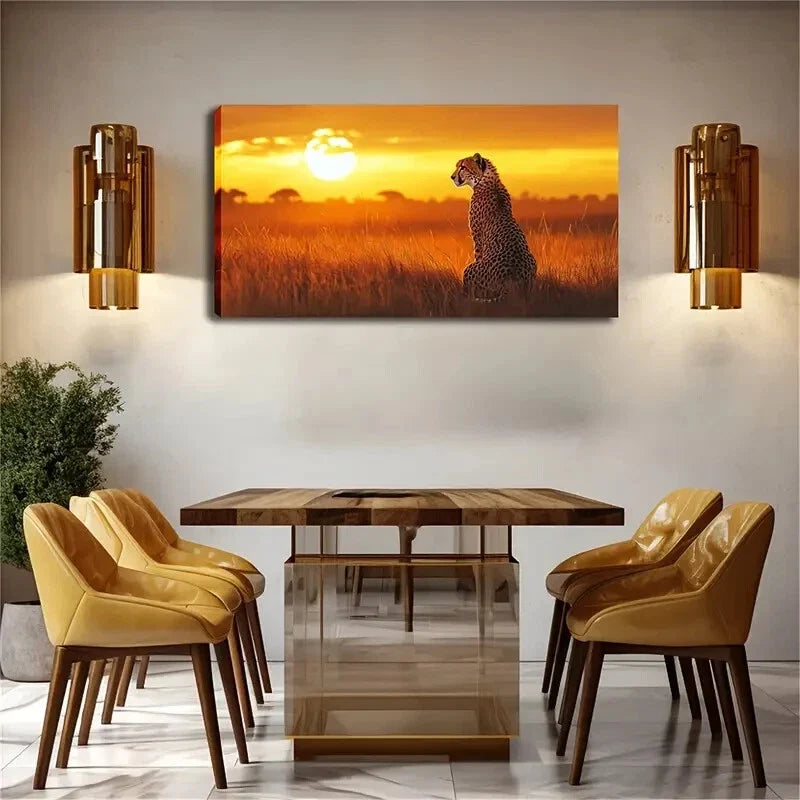 Minimalist African Wildlife Wall Art Canvas Office Home Room Framed 80x45cm