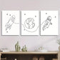 3pcs Earth, Rocket, Astronaut Line Drawings Metal Print Ready to Hang Art
