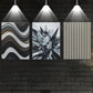 3pcs Golden Lines Flowers Gray & White Metal Print Ready to Hang Art