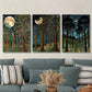 3pcs Moonlit Forest Landscape, Art, Metal Print Ready to Hang Art