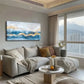 Blue Abstract Ocean Mountain Wall Art Canvas Office Home Room Framed 120x60cm