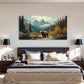 Bear In Forest Modern Deco Wall Art Canvas Office Home Room Framed 120x60cm