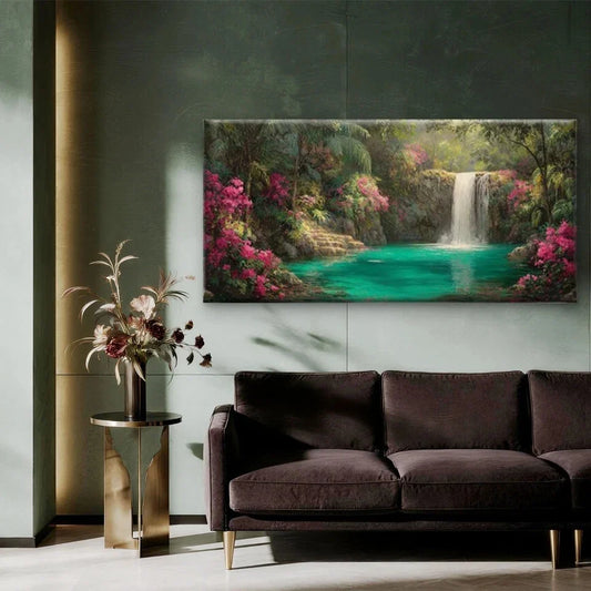 Flora & Jungle Landscape Wall Art Canvas Office Home Room Framed 80x45cm
