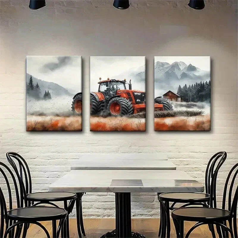3pcs Farm Tractor Field Majestic Perfect Wall Art Set Canvas Framed 40x60cm - High Quality Print 100% Australian Made Wall Canvas Ready to Hang