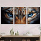 3pcs Black and White Leopard Blue Eyes Metal Print Ready to Hang Art