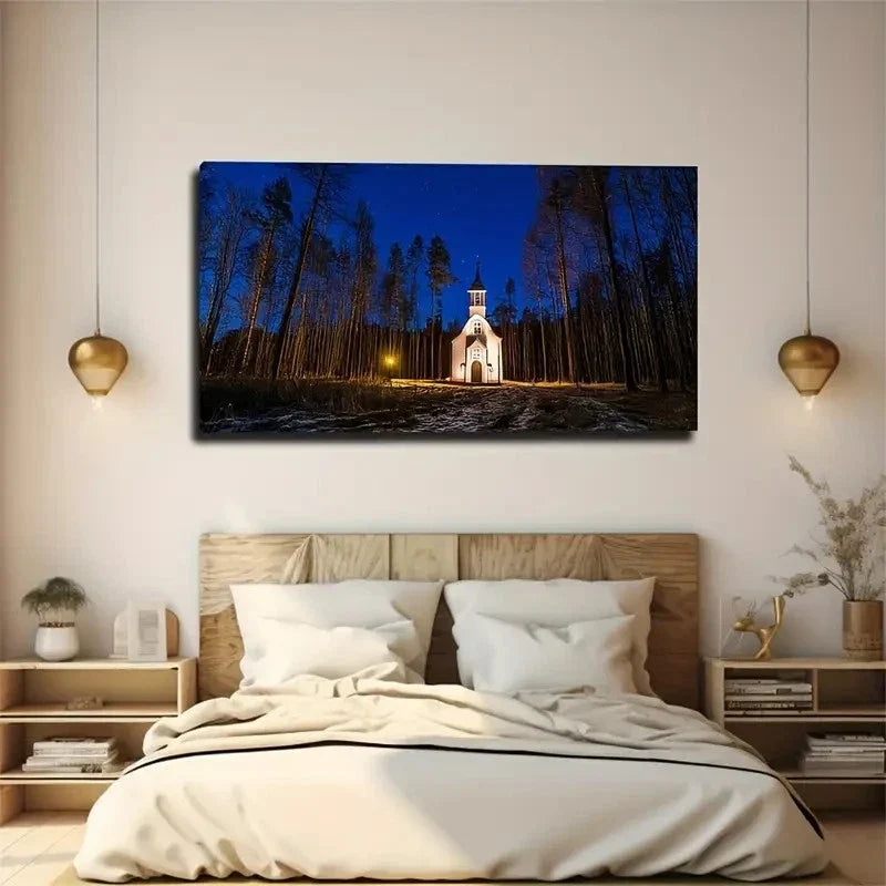 Tranquil Winter Forest Wall Art Canvas Office Home Room Framed 120x60cm