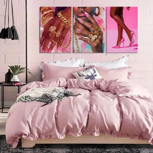 3pcs   African American Black Women, Gorgeous  Metal Print Ready to Hang Art