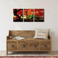 3pcs Modern Red Maple Trees Metal Print Ready to Hang Art