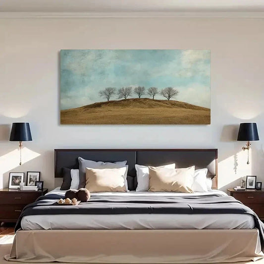 Silhouette Winter Trees & Hills Wall Art Canvas Office Home Room Framed 80x45cm