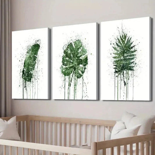 3pcs Leaf Monstera & Palm Leaf Decor Wall Art Set Canvas Framed 40x60cm - High Quality Print 100% Australian Made Wall Canvas Ready to Hang