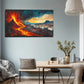 Hot Lava Rushes Down Like a Red Wall Art Canvas Office Home Room Framed 120x60cm