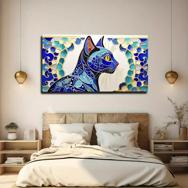 A Cat's Side Face Wall Art Canvas Office Home Room Framed 80x45cm