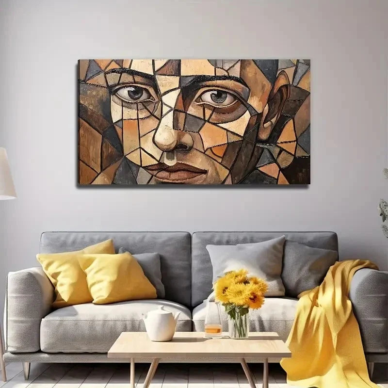 Abstract Face Perfect Wall Art Canvas Office Home Room Framed 80x45cm