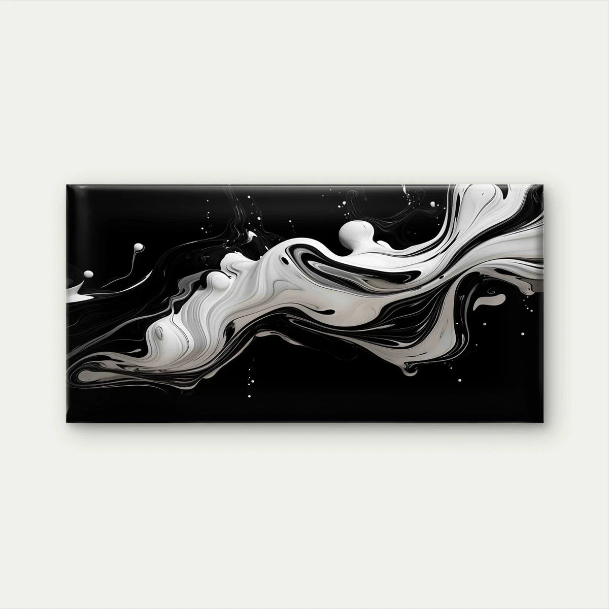 Abstract Black and White Fluid Wall Art Canvas Office Home Room Framed 120x60cm