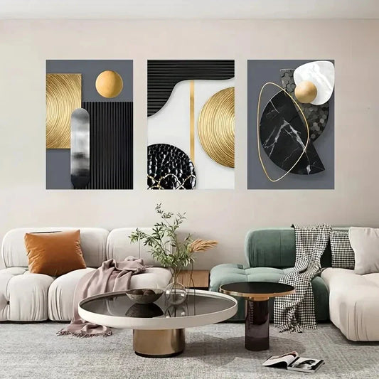 3pcs Modern Style Transverse Orientation Metal Print Ready to Hang Art